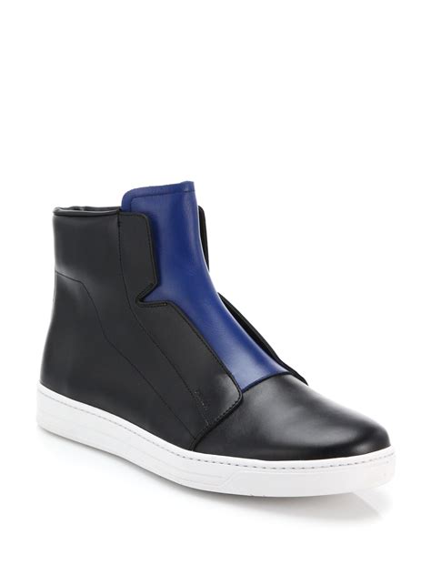 mens prada slip ons|high top black prada sneakers.